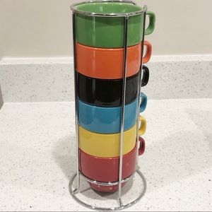 6 coffee cups with holder